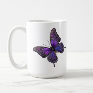 Twinkling Wings: Purple Sparkle Butterfly Coffee Mug