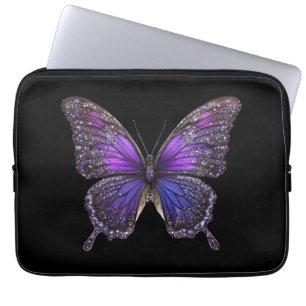 Twinkling Wings: Purple Sparkle Butterfly Laptop Sleeve