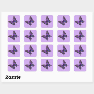 Twinkling Wings: Purple Sparkle Butterfly Square Sticker