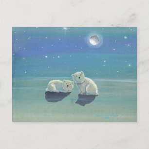 Twinkling Winter Polar Bear Holiday Postcard
