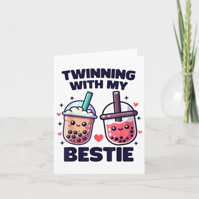 Twinning With My Bestie Boba Tea Girls Spirit Week Card (Front)