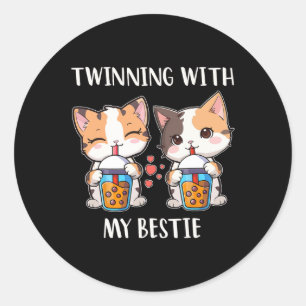 Twinning With My Bestie Cat Lovers Classic Round Sticker