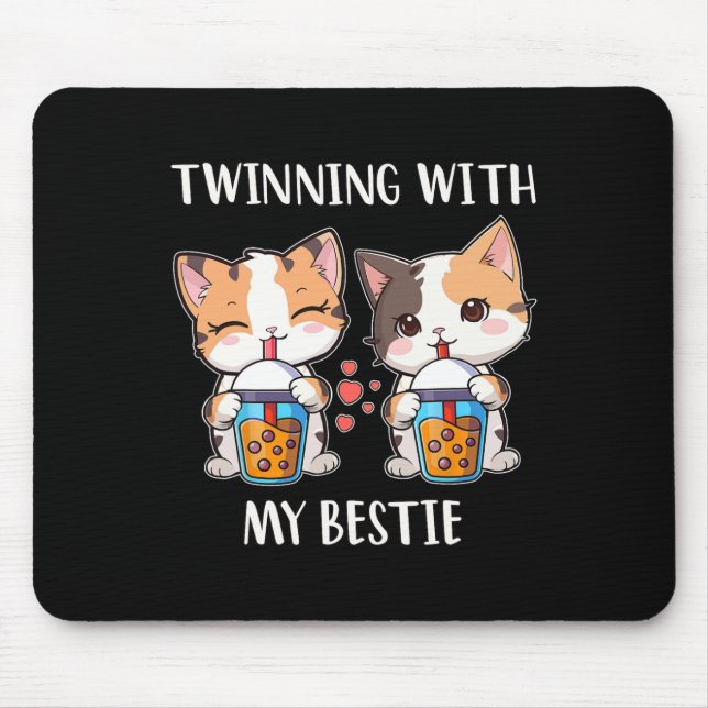 Twinning With My Bestie Cat Lovers  Mouse Mat (Front)