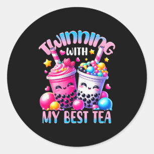 Twinning With My Tea Bubble Tea Boba Ie Friendship Classic Round Sticker