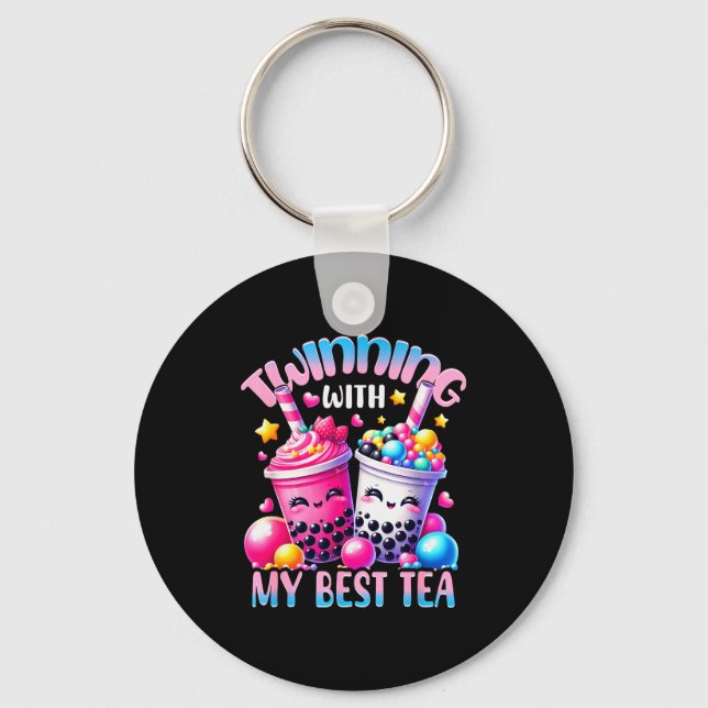 Twinning With My Tea Bubble Tea Boba Ie Friendship Key Ring (Front)