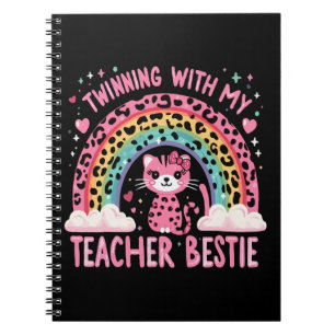 Twinning With My Teacher Bestie Rainbow Cat Lover Notebook