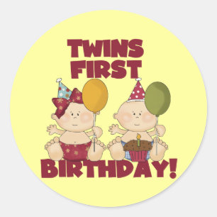 Twins 1st Birthday Boy/Girl T-shirts and Gifts Classic Round Sticker