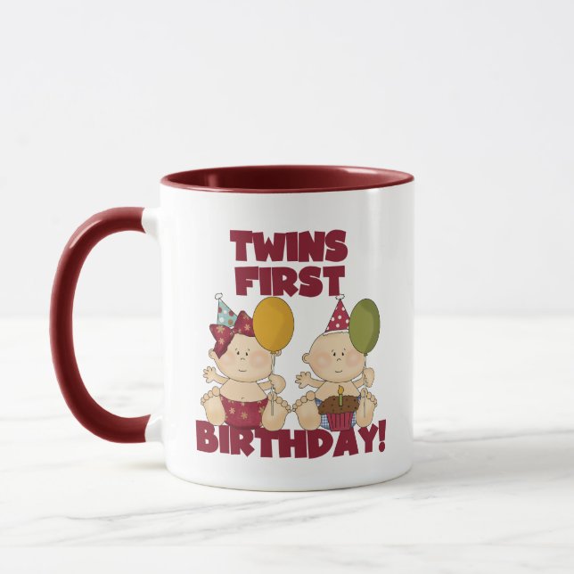 Twins 1st Birthday Boy/Girl T-shirts and Gifts Mug (Left)