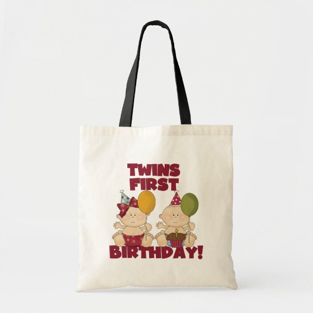 Twins 1st Birthday Boy/Girl T-shirts and Gifts Tote Bag (Front)