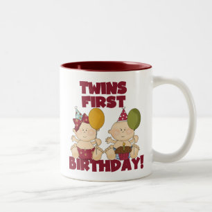 Twins 1st Birthday Boy/Girl T-shirts and Gifts Two-Tone Coffee Mug