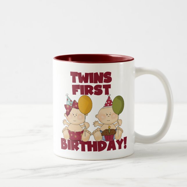 Twins 1st Birthday Boy/Girl T-shirts and Gifts Two-Tone Coffee Mug (Right)