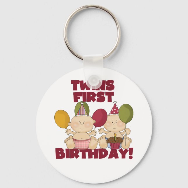 Twins 1st Birthday - Boys T-shirts and Gifts Key Ring (Front)