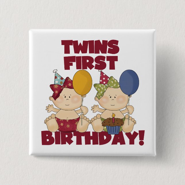 Twins 1st Birthday - Girls Tshirts and Gifts 15 Cm Square Badge (Front)