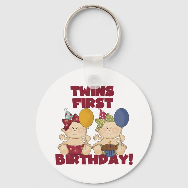 Twins 1st Birthday - Girls Tshirts and Gifts Key Ring (Front)