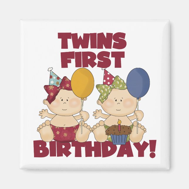 Twins 1st Birthday - Girls Tshirts and Gifts Magnet (Front)
