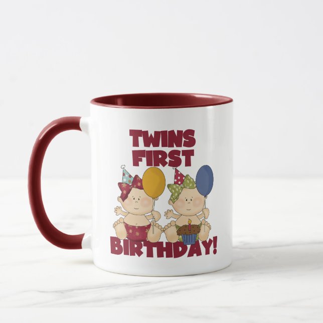 Twins 1st Birthday - Girls Tshirts and Gifts Mug (Left)