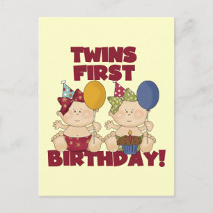 Twins 1st Birthday - Girls Tshirts and Gifts Postcard