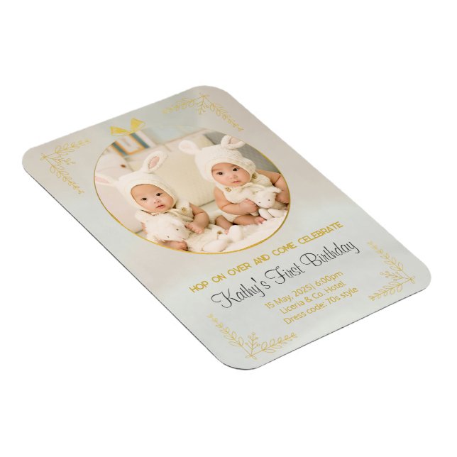 twins 1st birthday invitations magnet (Right Side)