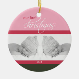 Twins 1st Christmas Custom Ornament (pink)
