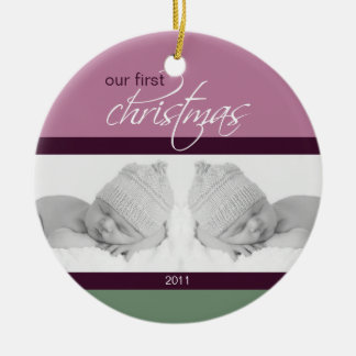 Twins 1st Christmas Custom Ornament (plum)