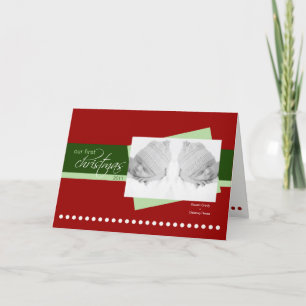 Twins 1st Christmas Holiday Card (red)