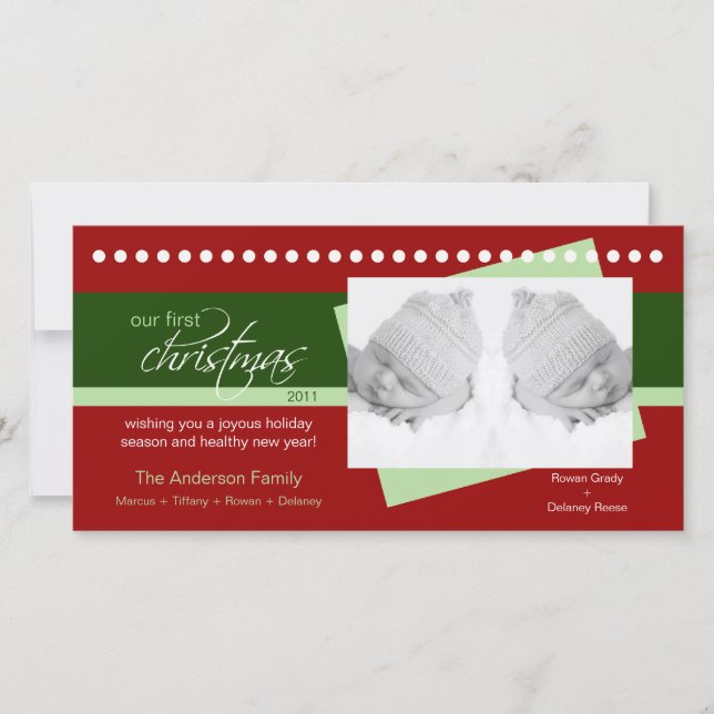 Twins 1st Christmas Holiday Photocard (red) (Front)