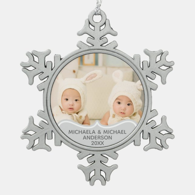 TWINS 1st Christmas PHOTO Ornament First (Front)