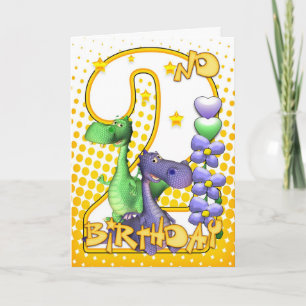 Twins 2nd Birthday Card - Cute Little Dragons