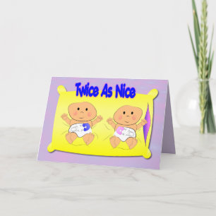 Twins Announcement Card