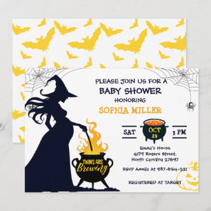 Twins are Brewing Shower Witch Halloween Cauldron Invitation