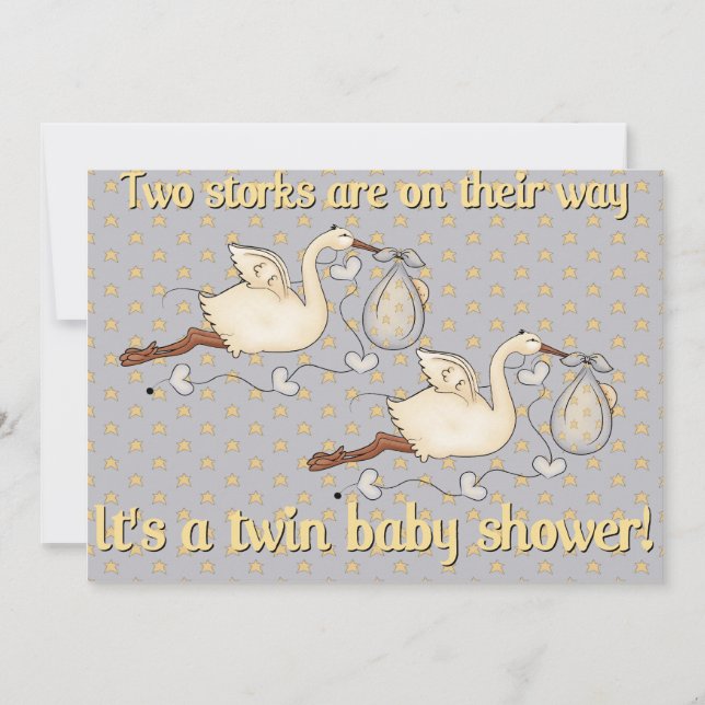 Twins are on the way baby shower invitation (Front)
