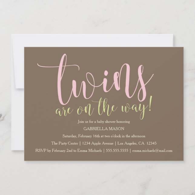 Twins Are On The Way | Girls Invitation (Front)