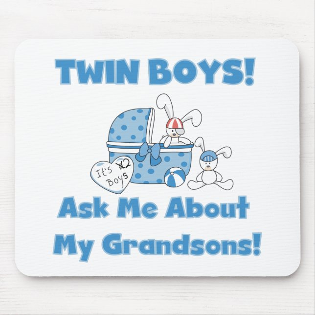 Twins-Ask About My Grandsons Tshirts and Gifts Mouse Mat (Front)