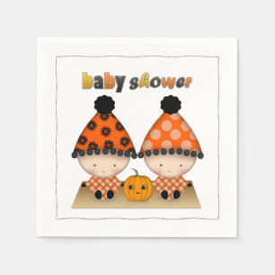 Twins Autumn Fall Halloween Baby Shower Napkin