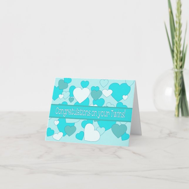 Twins Baby Boy congratulations Card (Front)