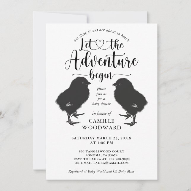 Twins Baby Chicks Baby Shower Invitation (Front)