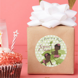 Twins Baby Girl's Shower or 1st Birthday Classic Round Sticker