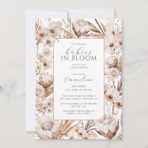 Twins Baby in Bloom Wildflower Boho Baby Shower Invitation