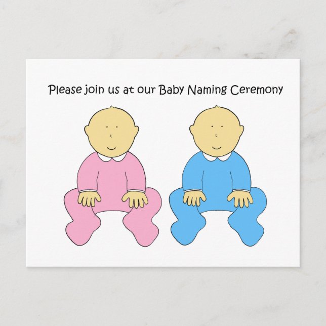 Twins Baby Naming Ceremony Invitation. Invitation Postcard (Front)