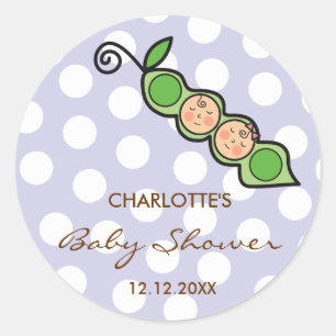 Twins Baby Peas in Pod Baby Shower Label / Sticker
