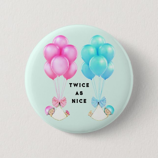 Twins Baby Shower 6 Cm Round Badge (Front)