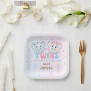 Twins Baby Shower Boy Girl  Paper Plate