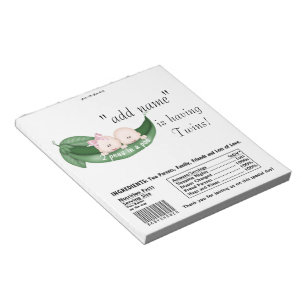 Twins Baby Shower Candy Bar Wrappers Party Favor Notepad