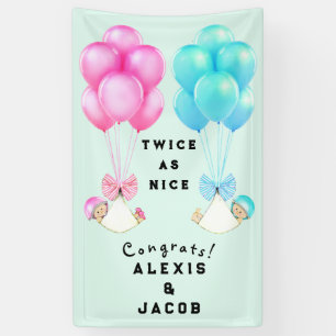 Twins Baby Shower Congrats Banner