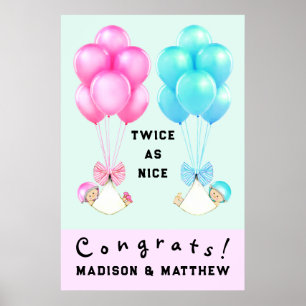 Twins Baby Shower Congrats Poster