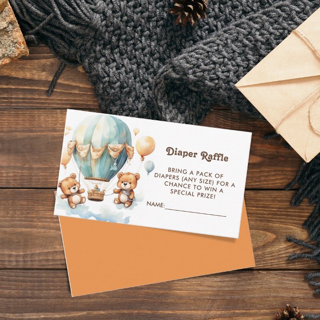 Twins baby Shower Cute Bear Diaper Raffle Ticket Enclosure Card (Creator Uploaded)