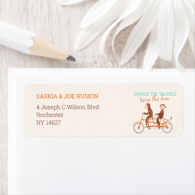 Twins Baby Shower Cute Monkey Double Trouble  (Insitu)