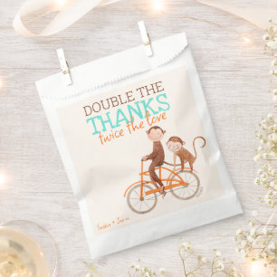 Twins Baby Shower Cute Monkey Double Trouble Favour Bags