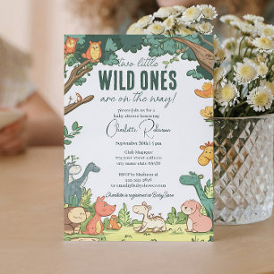 Twins baby shower I Cute Forest animals Invitation