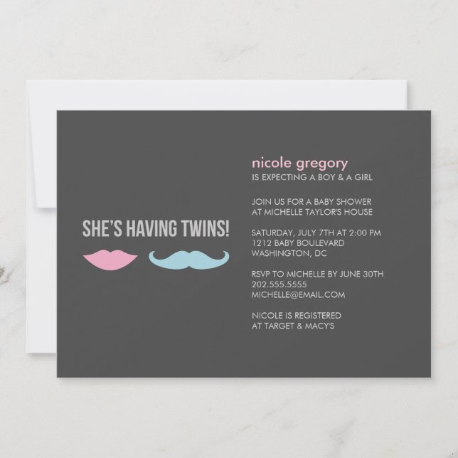 Twins Baby Shower Invitation (Front)